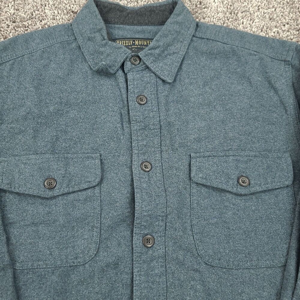 Grizzly Mountain Heavy Flannel Shirt Men's Large Gray Winter Warm Outdoors - Picture 2 of 7